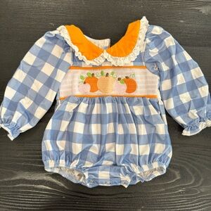 Smocked Pumpkin Bubble 0-3M